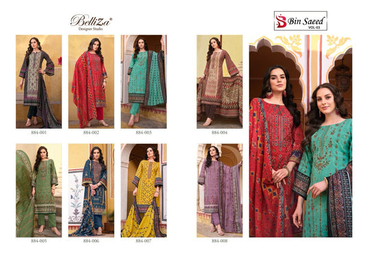 Bin Saeed Vol 3 Belliza Designer Studio Cotton Karachi Salwar Suits