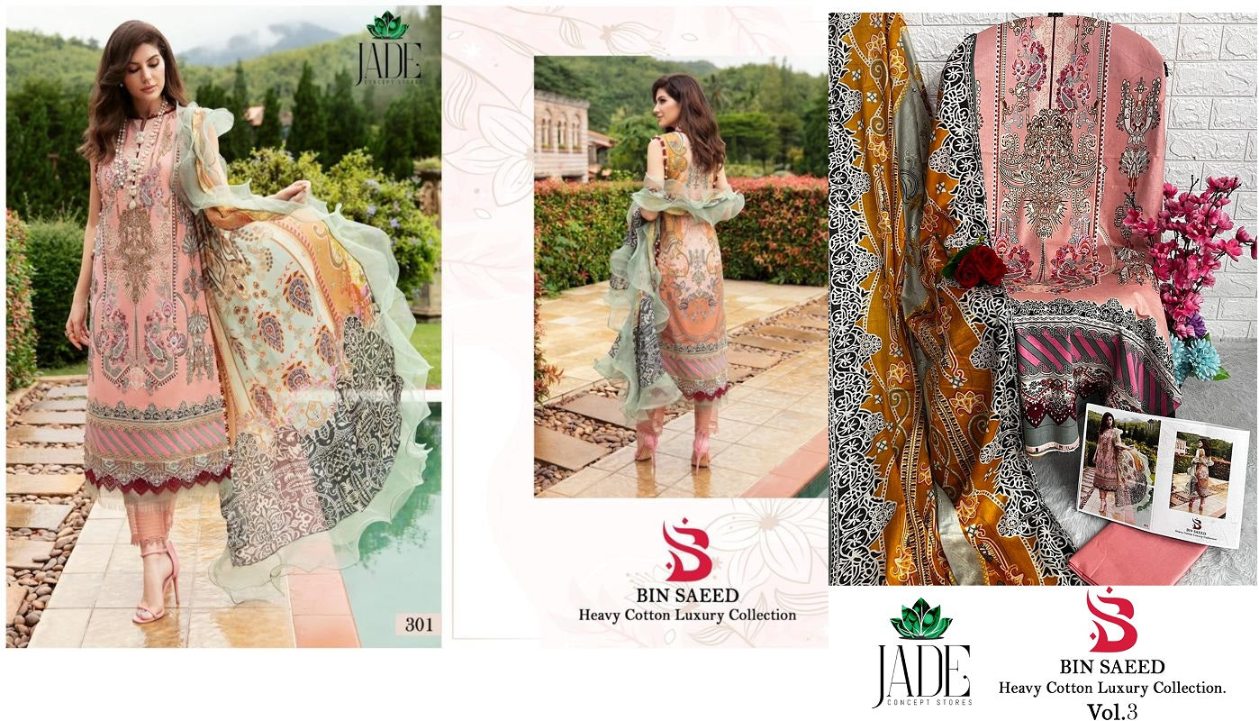 Bin Saeed Vol 3 Jade Karachi Salwar Suits