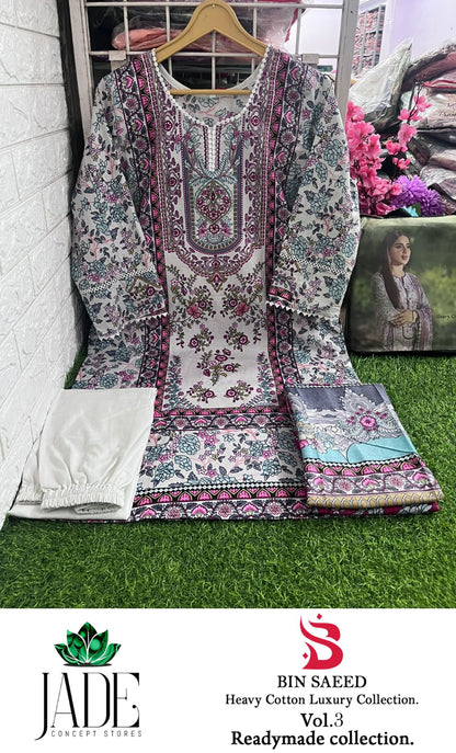 Bin Saeed Vol 3 Jade Lawn Cotton Pakistani Readymade Suits