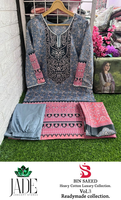 Bin Saeed Vol 3 Jade Lawn Cotton Pakistani Readymade Suits