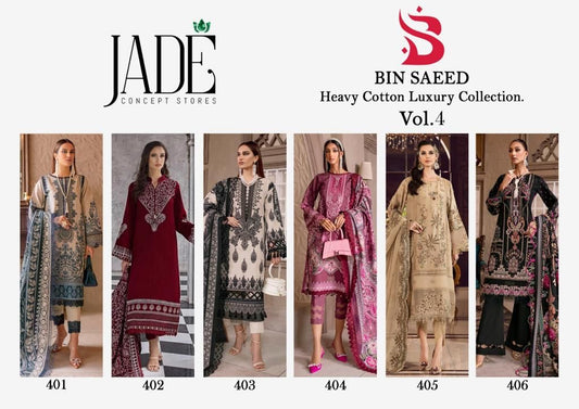 Bin Saeed Vol 4 Jade Lawn Cotton Karachi Salwar Suits