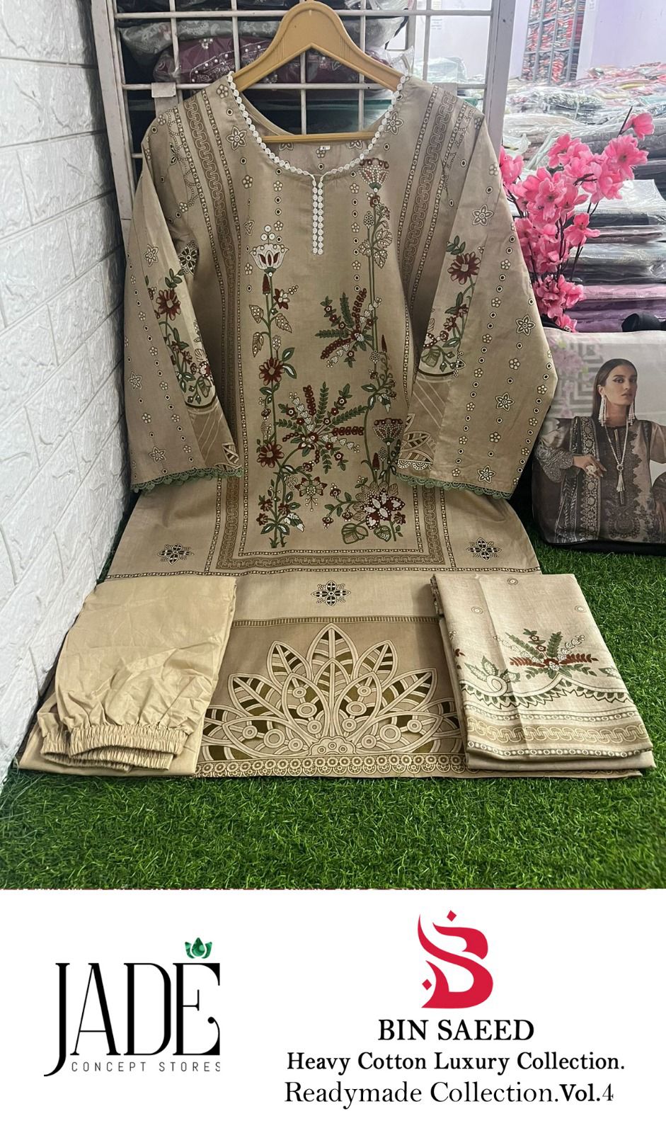 Bin Saeed Vol 4 Jade Cotton Lawn Pakistani Readymade Suits