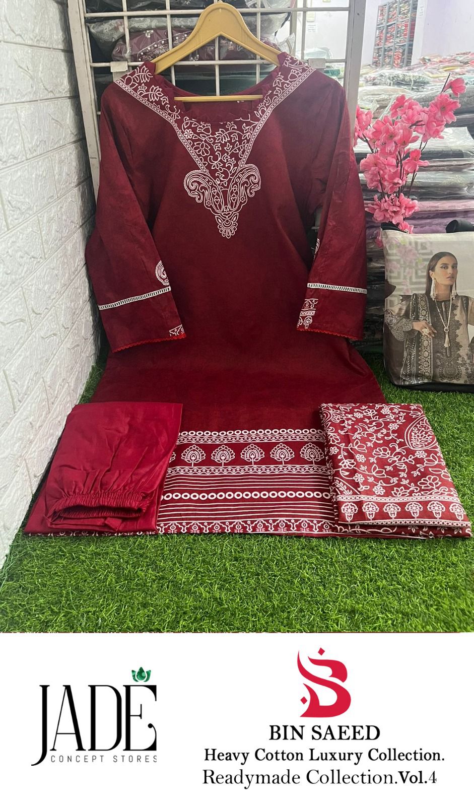 Bin Saeed Vol 4 Jade Cotton Lawn Pakistani Readymade Suits