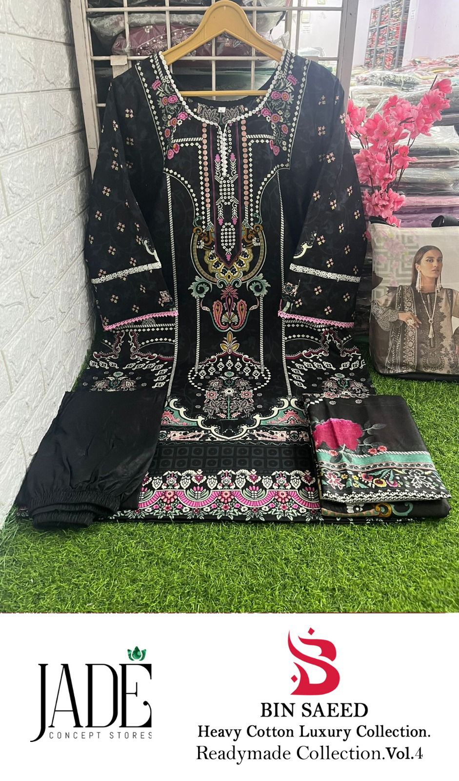 Bin Saeed Vol 4 Jade Cotton Lawn Pakistani Readymade Suits