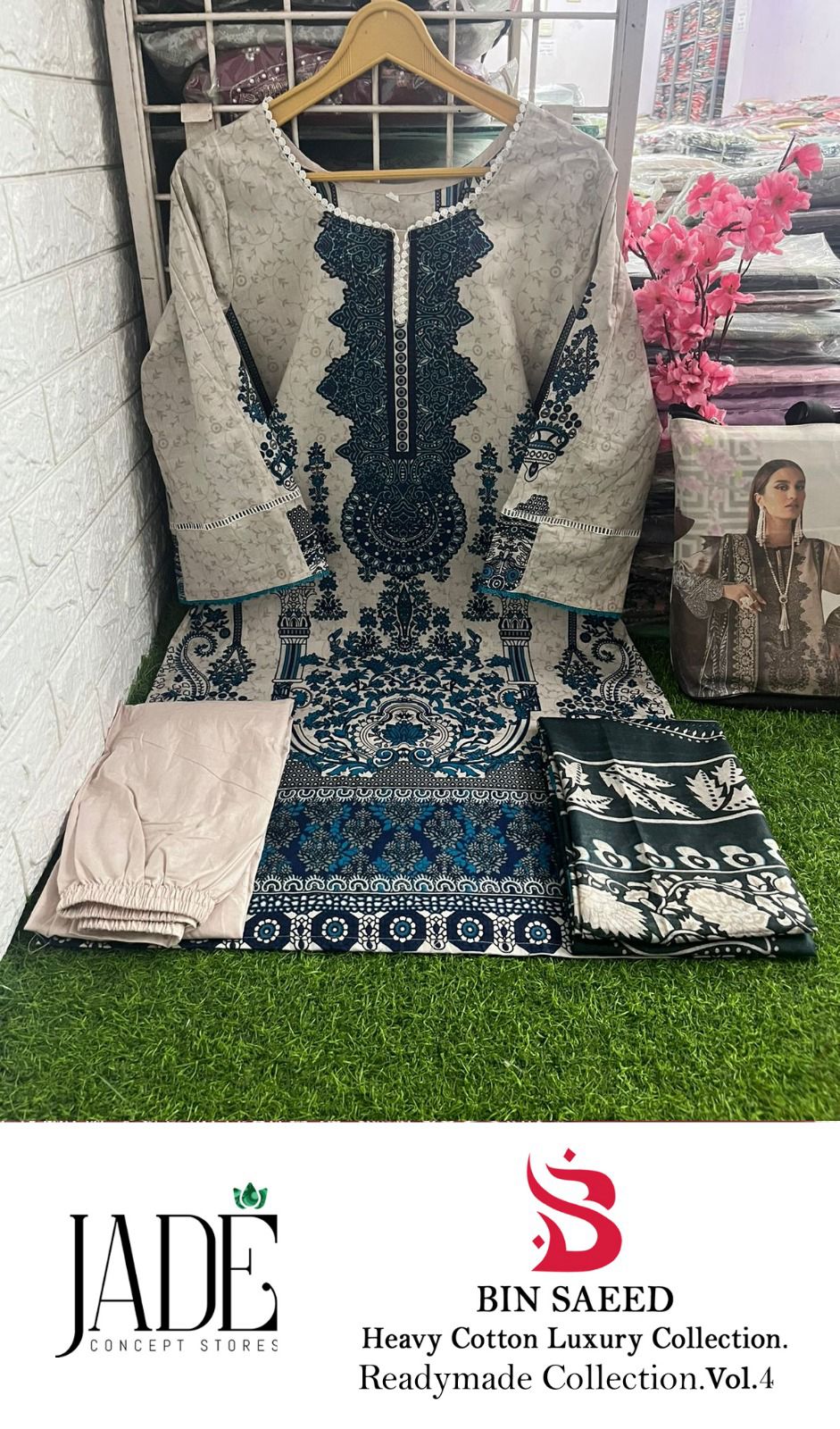 Bin Saeed Vol 4 Jade Cotton Lawn Pakistani Readymade Suits