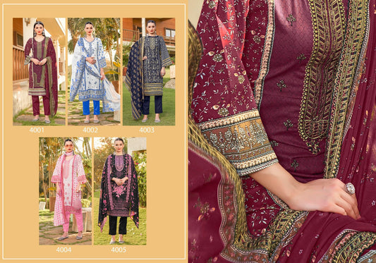 Bin Saeed Vol 4 Majesty Cambric Cotton Karachi Salwar Suits