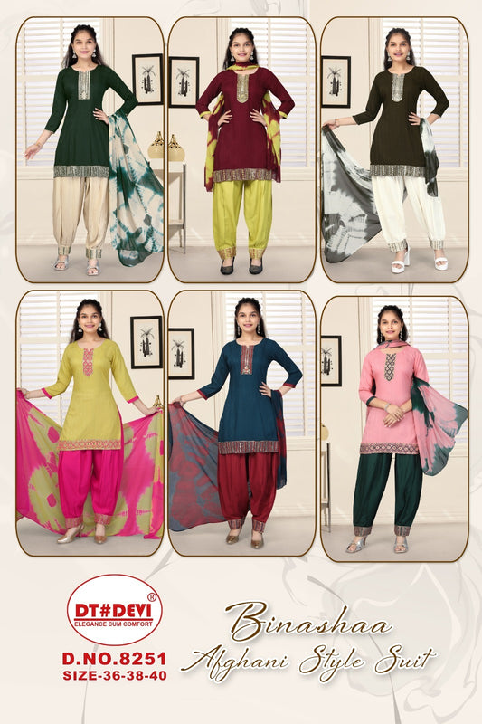 Binashaa-8251 Dt Devi Rayon Readymade Suits