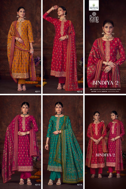Bindiya 2 Rang Muslin Pant Style Suits