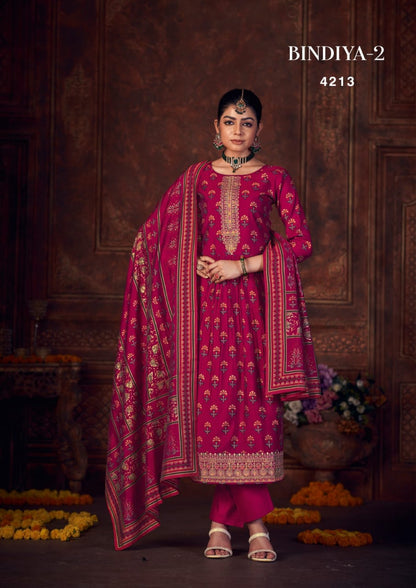 Bindiya 2 Rang Muslin Pant Style Suits