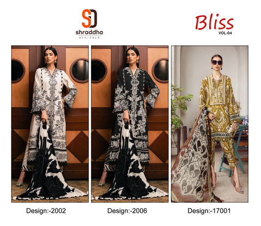 Bliss Vol 4 Shraddha Designer Lawn Cotton Pakistani Patch Work Suits