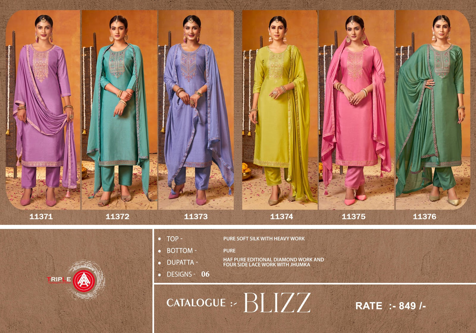 Blizz Triple Aaa Soft Silk Pant Style Suits