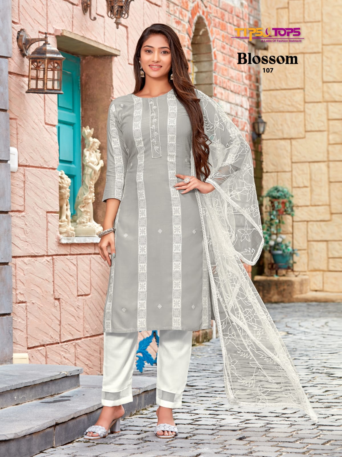 Blossom Tips Tops Rayon Readymade Pant Style Suits