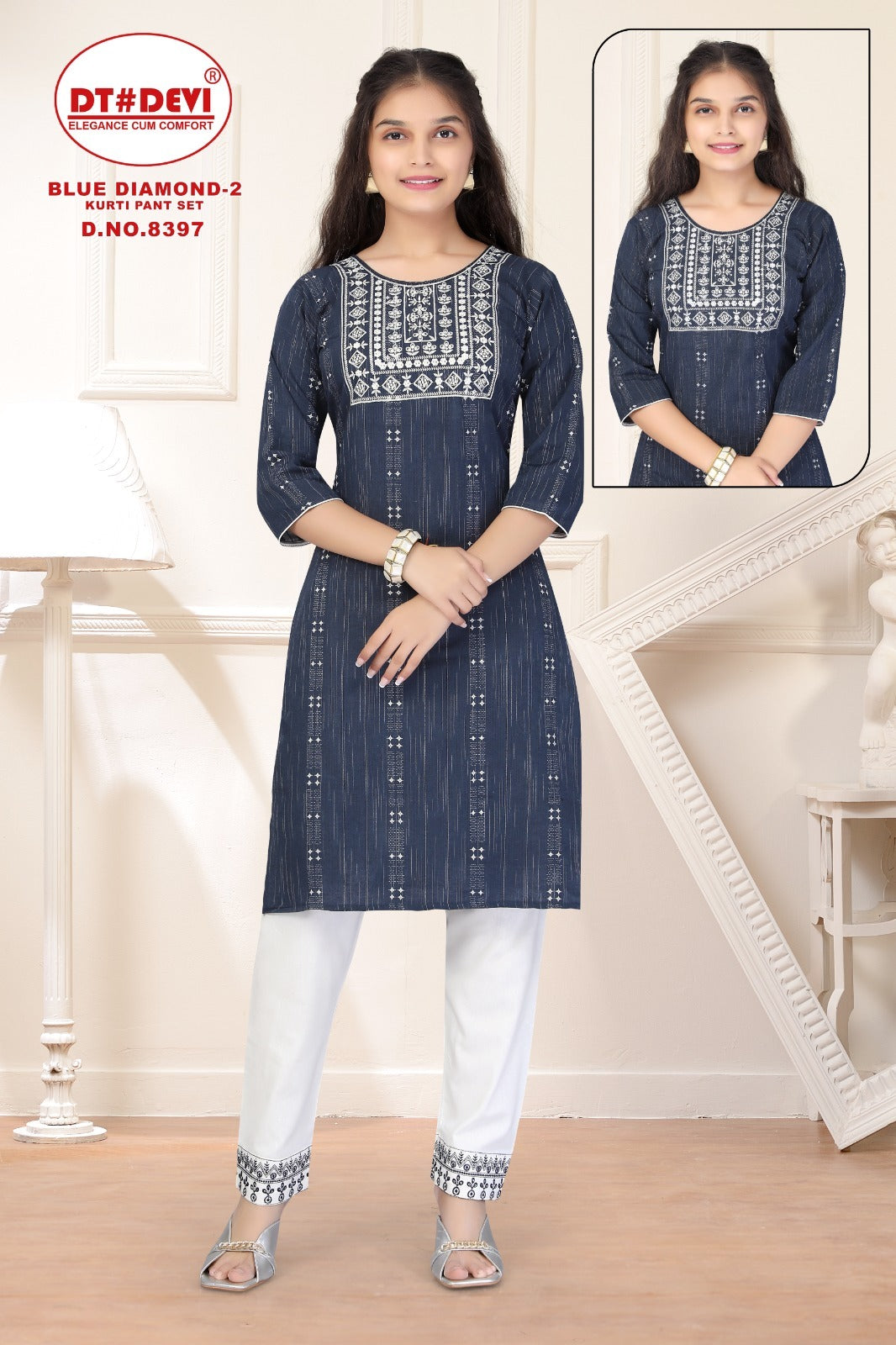 Blue Diamond-2-8397 Dt Devi Rayon Kurti Pant Set