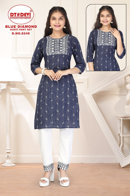 Blue Diamond-8248 Dt Devi Rayon Kurti Pant Set