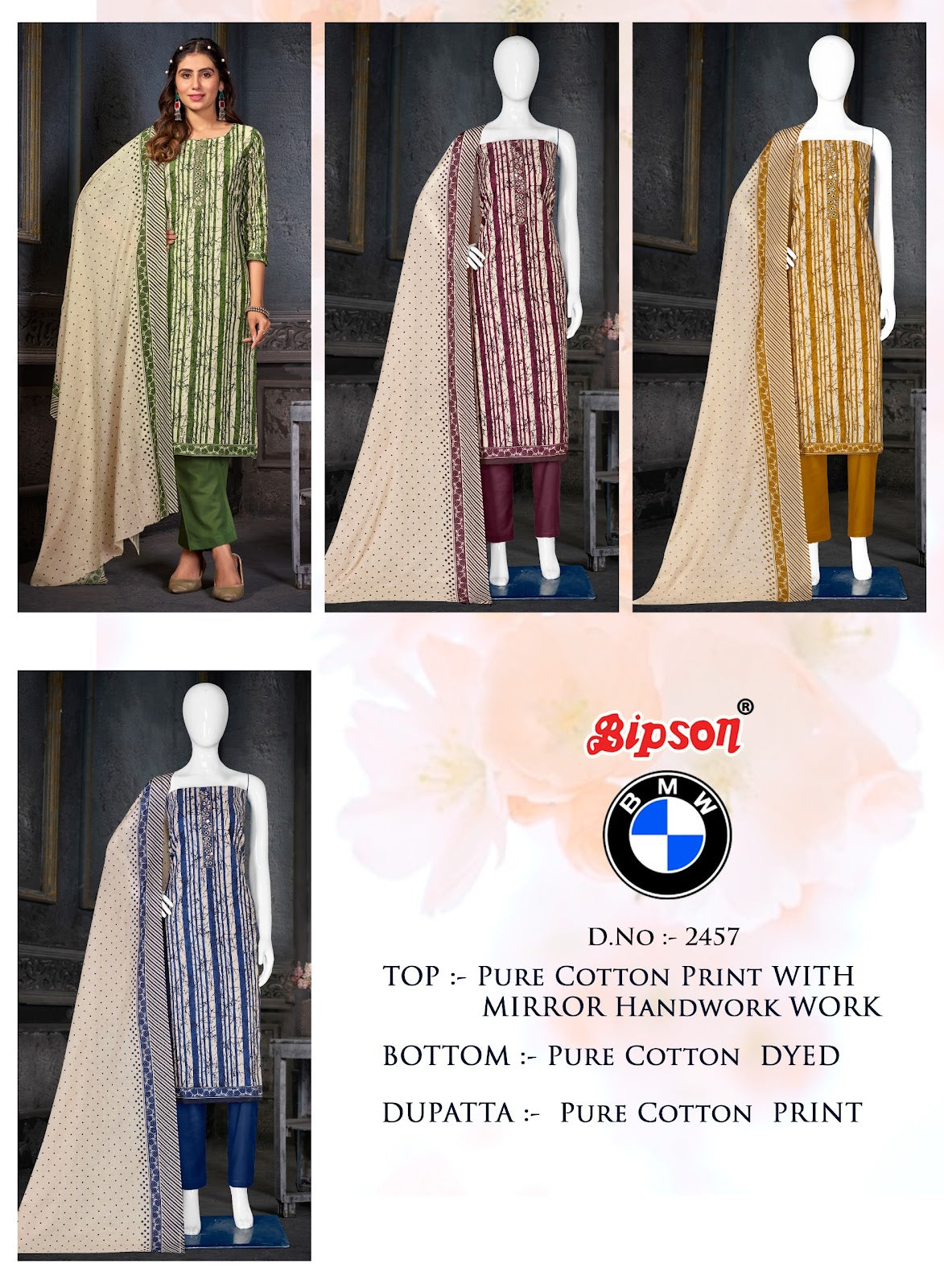 Bmw-2458 Bipson Prints Cotton Pant Style Suits