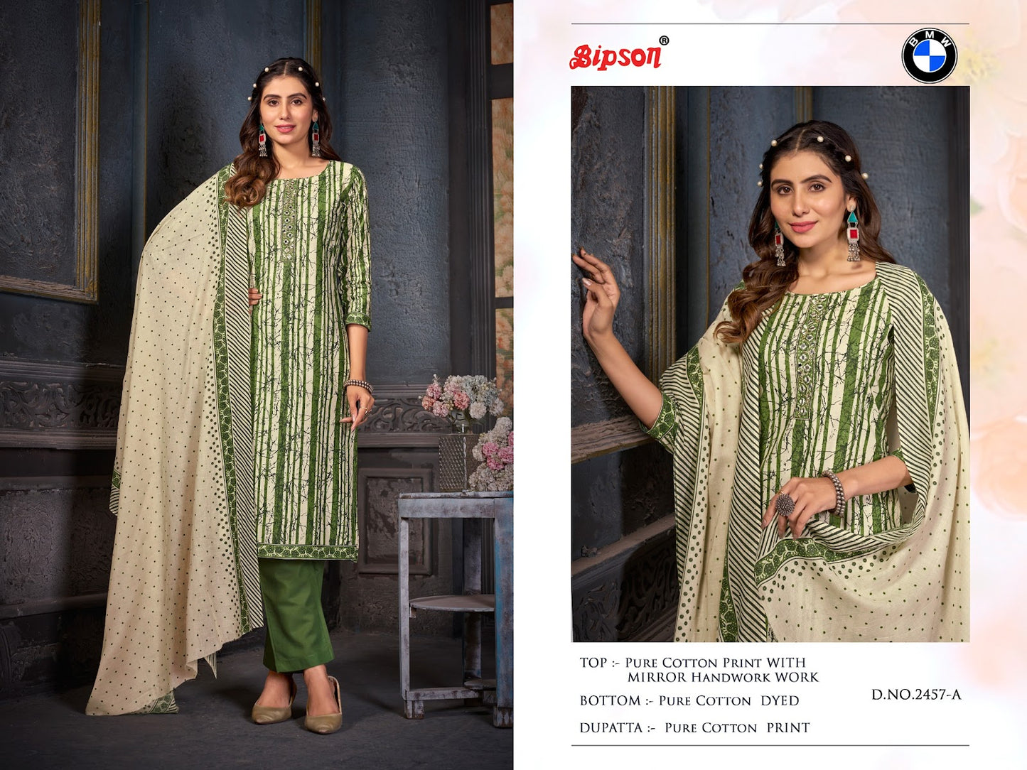 Bmw-2458 Bipson Prints Cotton Pant Style Suits