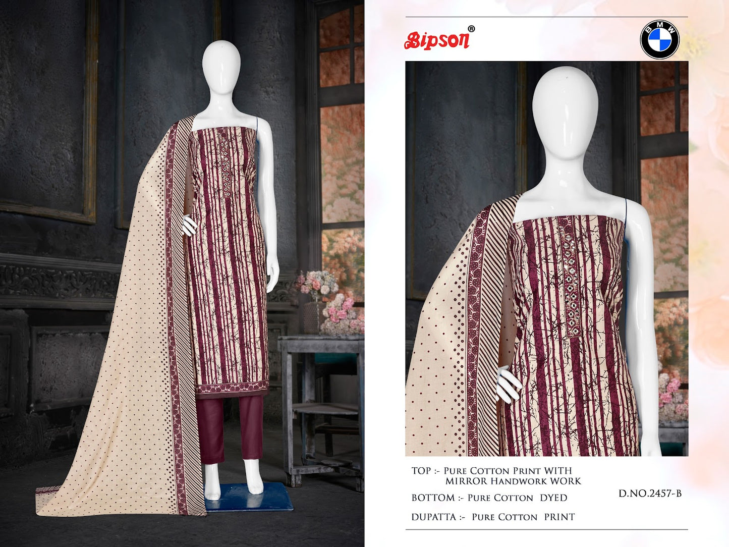 Bmw-2458 Bipson Prints Cotton Pant Style Suits