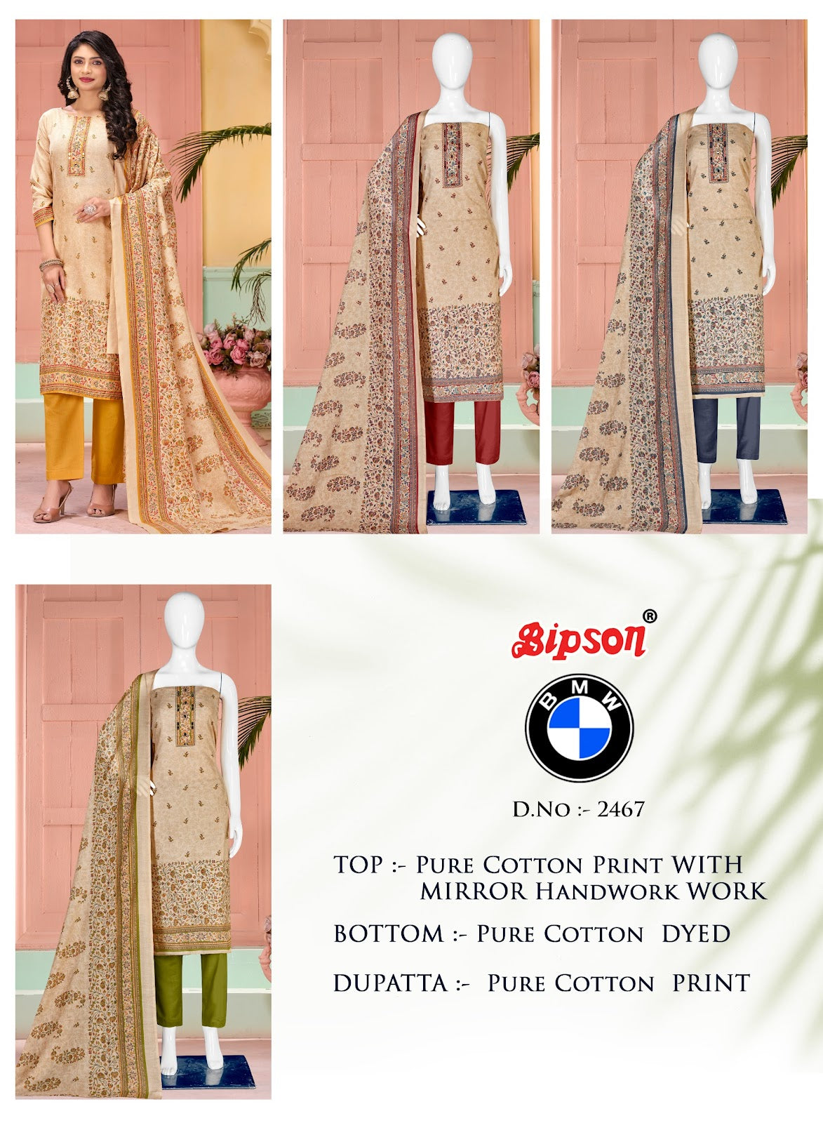 Bmw-2467 Bipson Prints Cotton Pant Style Suits