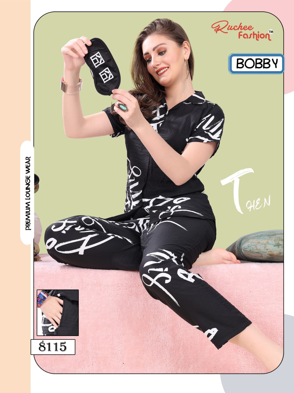 Bobby Ruchee Fashion Collar Night Suits