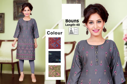 Bonus-B Zoya Rayon Knee Length Kurtis