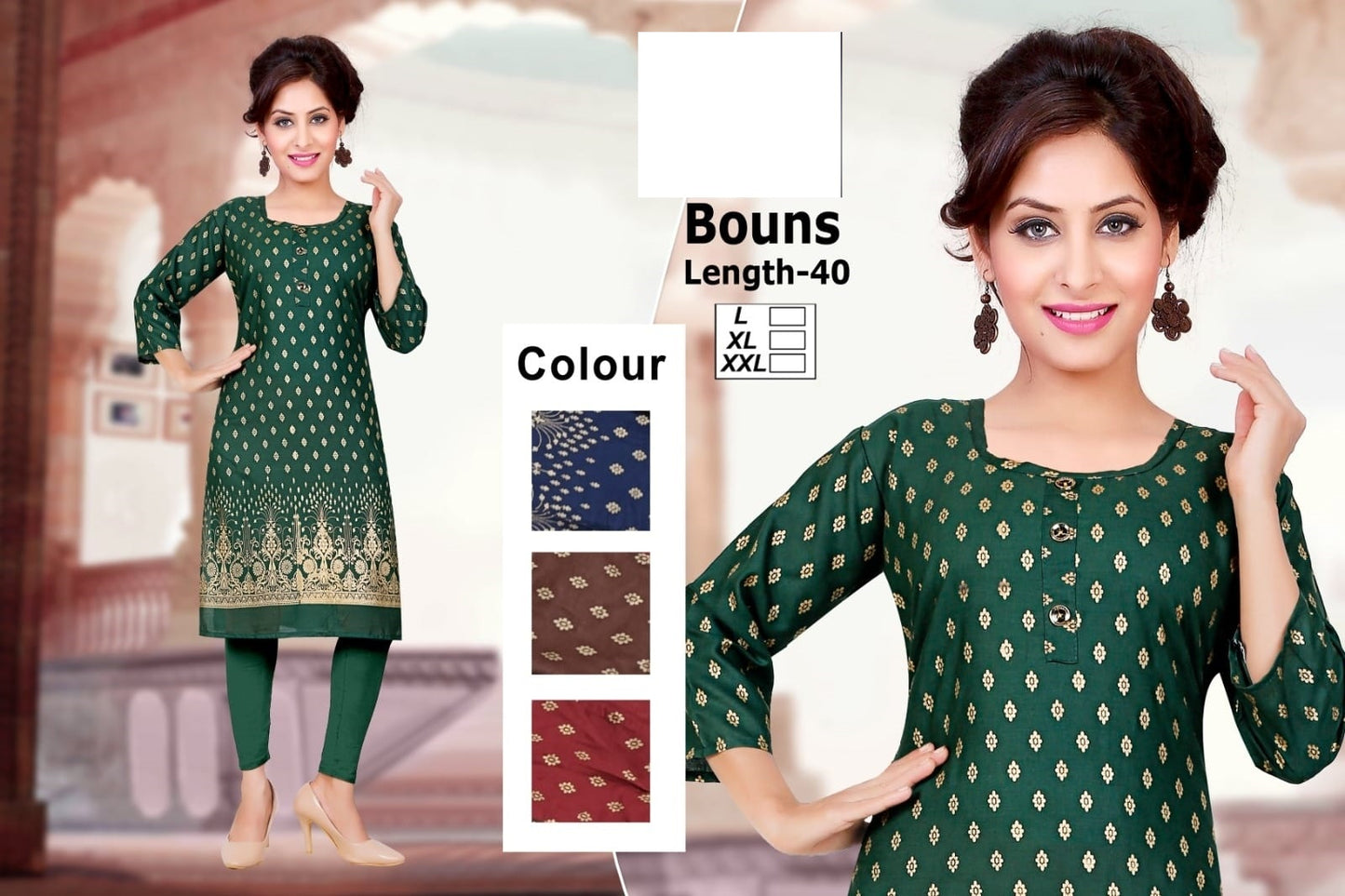 Bonus-B Zoya Rayon Knee Length Kurtis