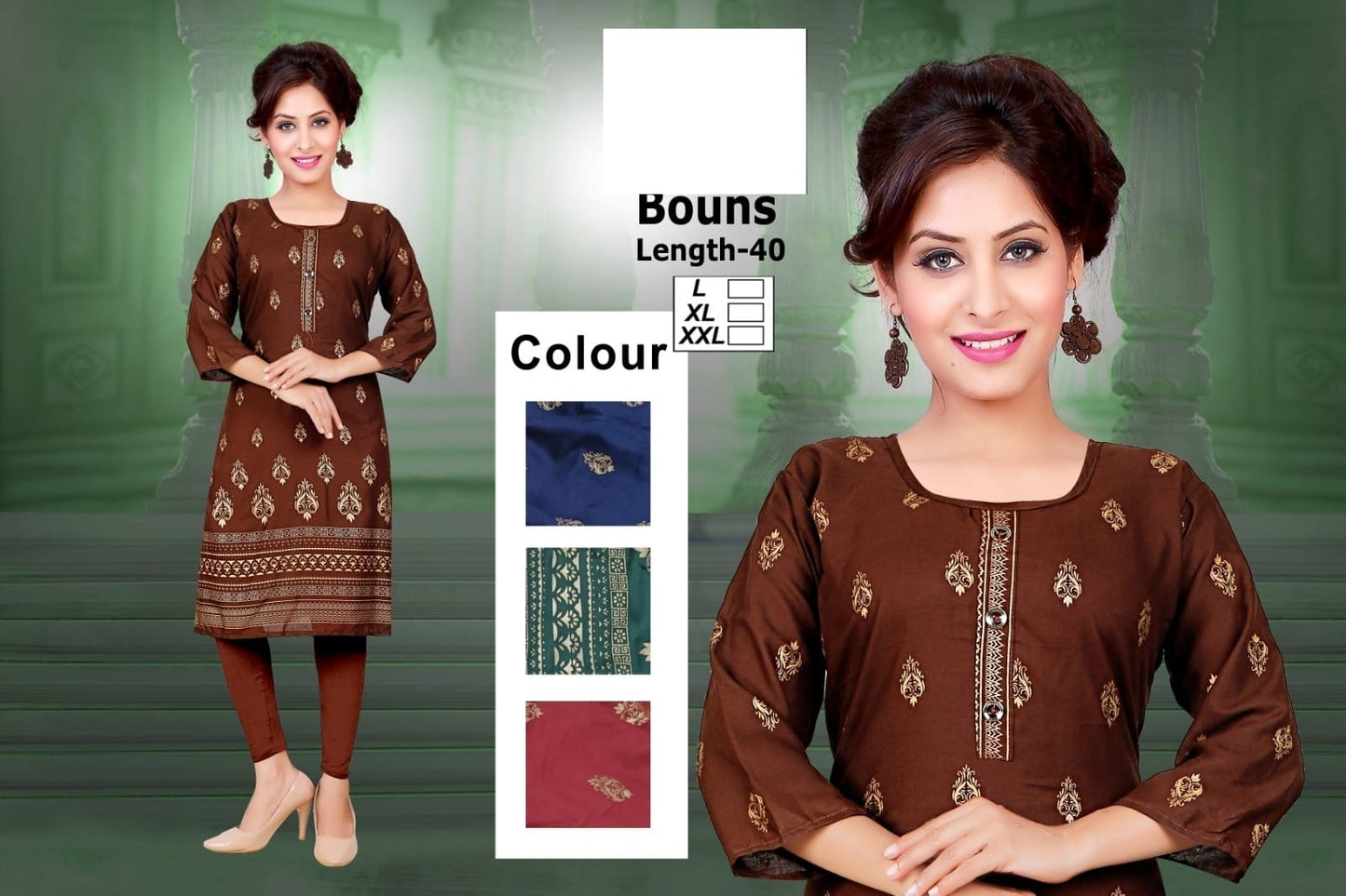 Bonus-B Zoya Rayon Knee Length Kurtis