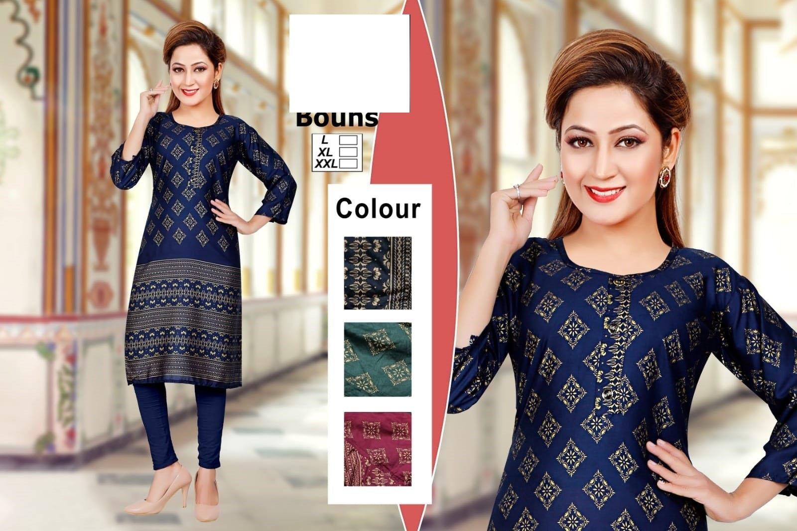 Bonus-B Zoya Rayon Knee Length Kurtis