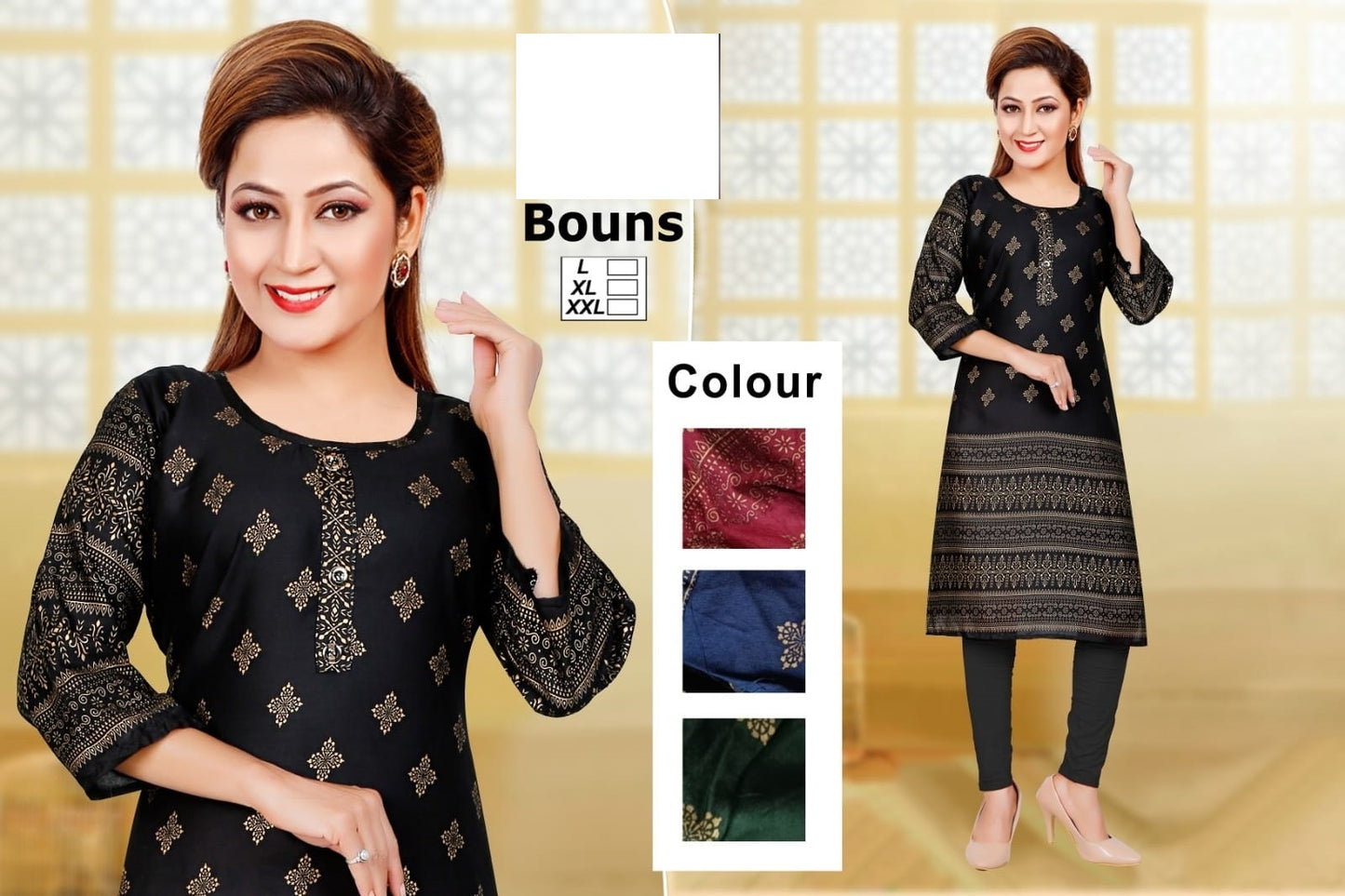 Bonus-B Zoya Rayon Knee Length Kurtis