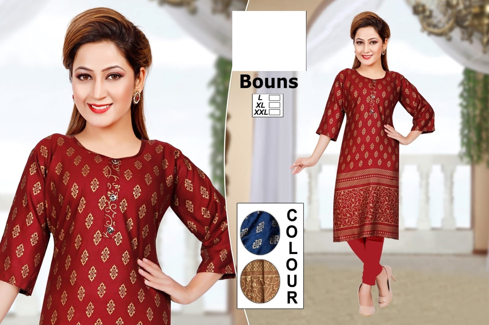 Bonus-B Zoya Rayon Knee Length Kurtis