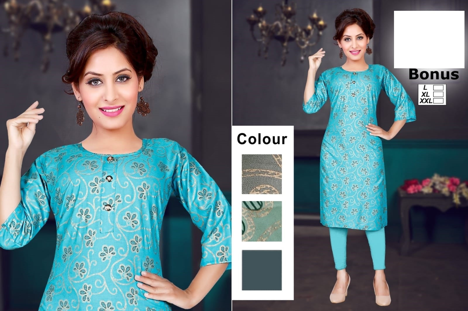 Bonus-B Zoya Rayon Knee Length Kurtis