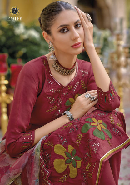 Boondi Vol 3 Kailee Fashion Viscose Silk Readymade Pant Style Suits