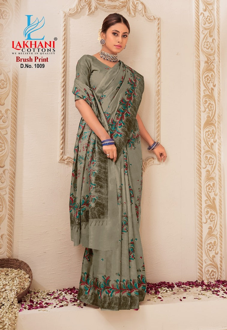 Brush Print Lakhani Cotton Sarees