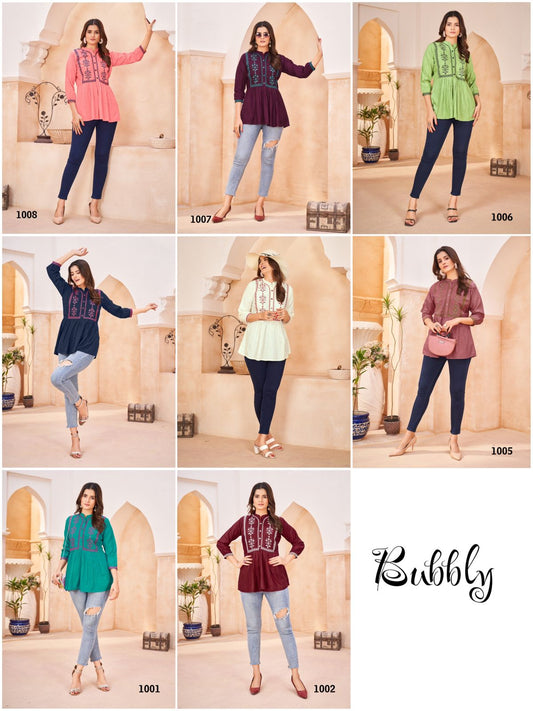 Bubbly Bluehills Rayon Stylish Tops