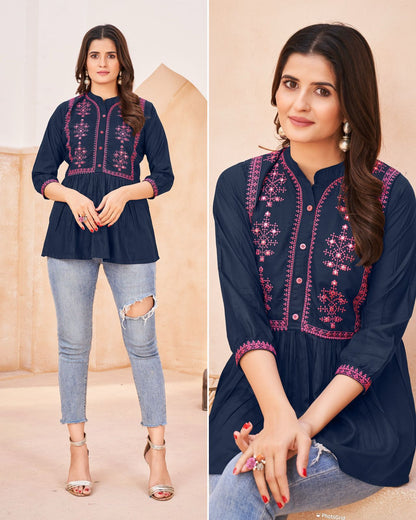 Bubbly Bluehills Rayon Stylish Tops