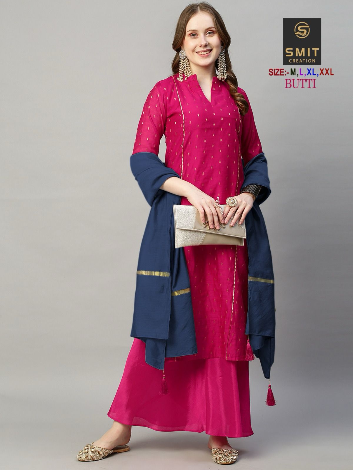 Butti Smit Creation Chanderi Readymade Plazzo Style Suits