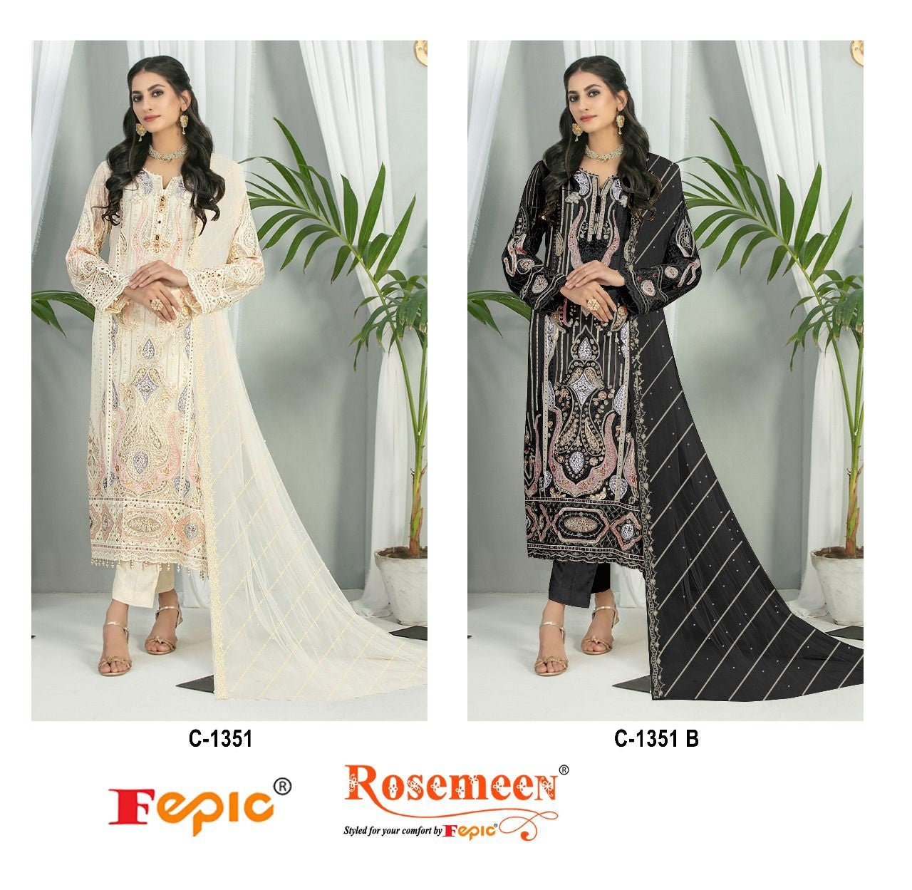 C-1351 Fepic Organza Pakistani Salwar Suits