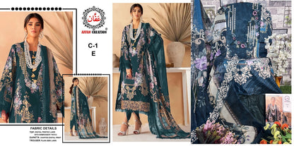 C-1 Affan Creation Lawn Pakistani Patch Work Suits