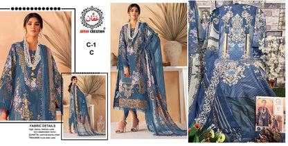 C-1 Affan Creation Lawn Pakistani Patch Work Suits