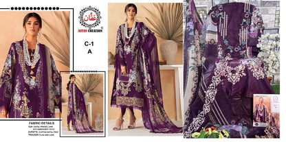 C-1 Affan Creation Lawn Pakistani Patch Work Suits
