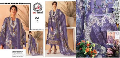 C-1 Affan Creation Lawn Pakistani Patch Work Suits