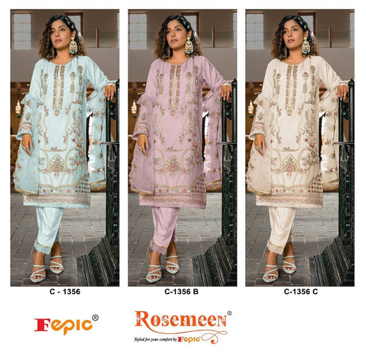 C 1356 Fepic Organza Pakistani Salwar Suits