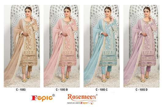 C 1593 Fepic Organza Pakistani Salwar Suits