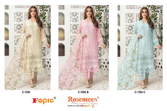 C 1594 Fepic Organza Pakistani Salwar Suits