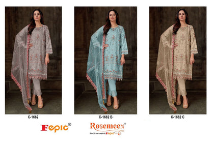 C 1662 Fepic Organza Pakistani Salwar Suits