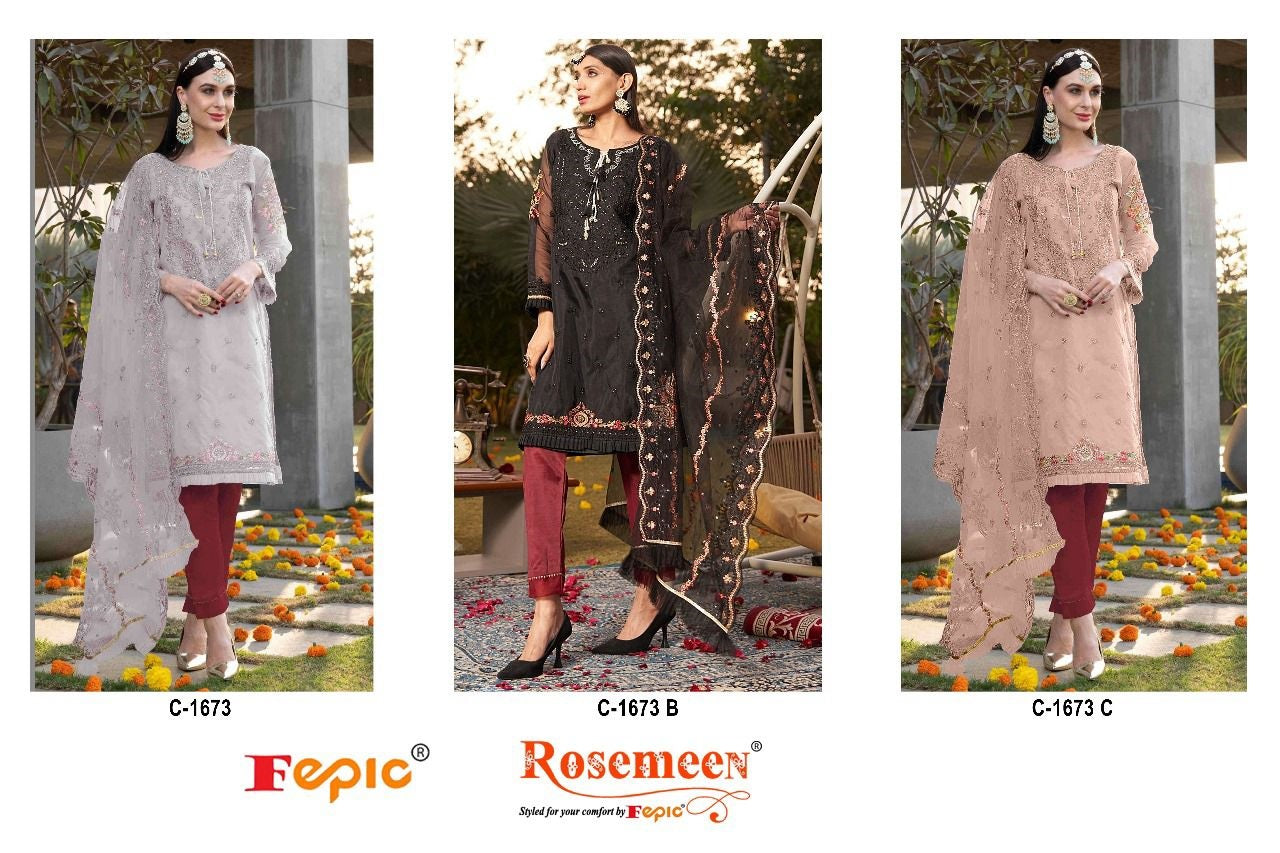 C 1673 Fepic Organza Pakistani Salwar Suits