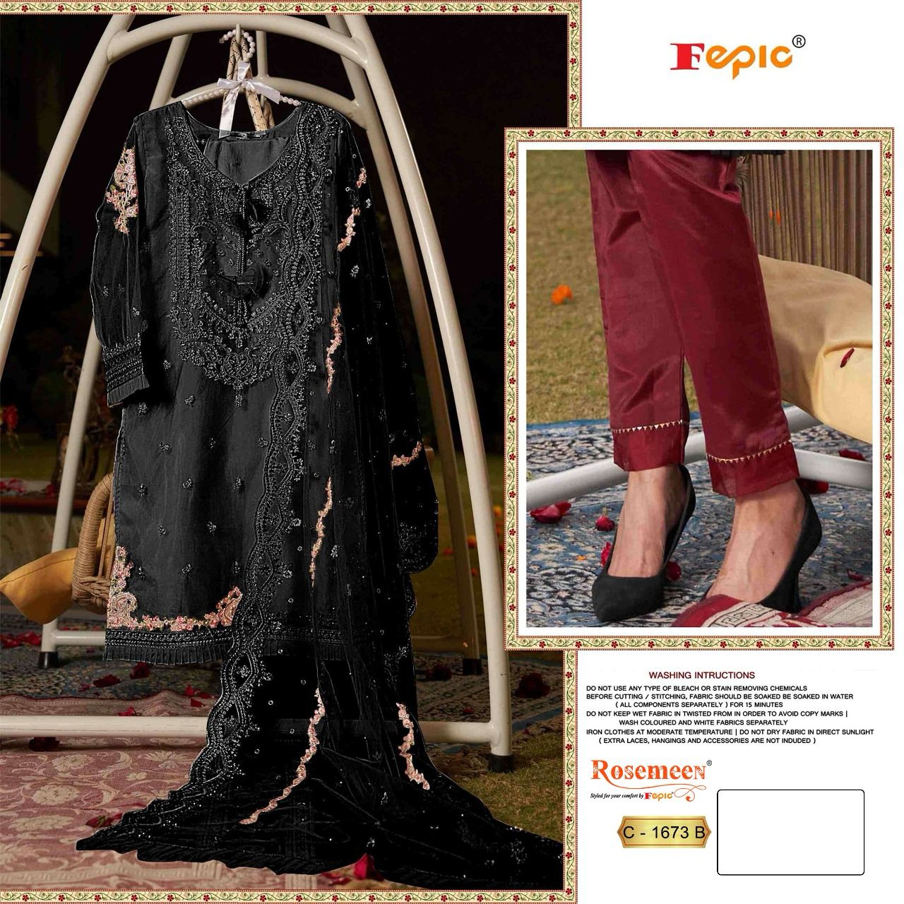 C 1673 Fepic Organza Pakistani Salwar Suits