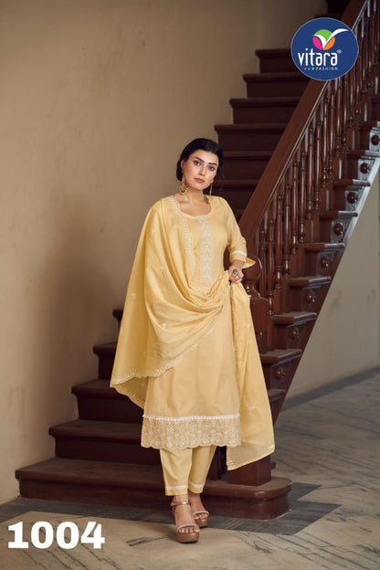 Calvin Vitara Cotton Readymade Pant Style Suits