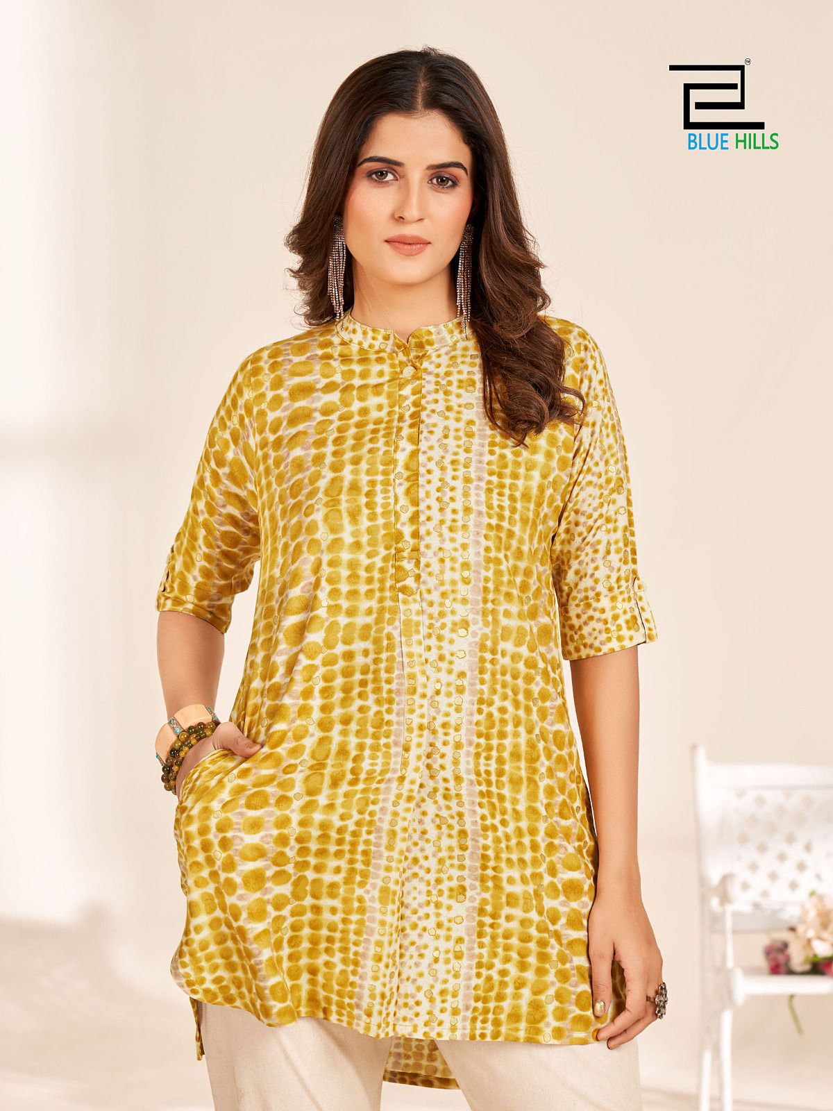 Cappuccino Blue Hills Rayon 14Kg Short Kurtis