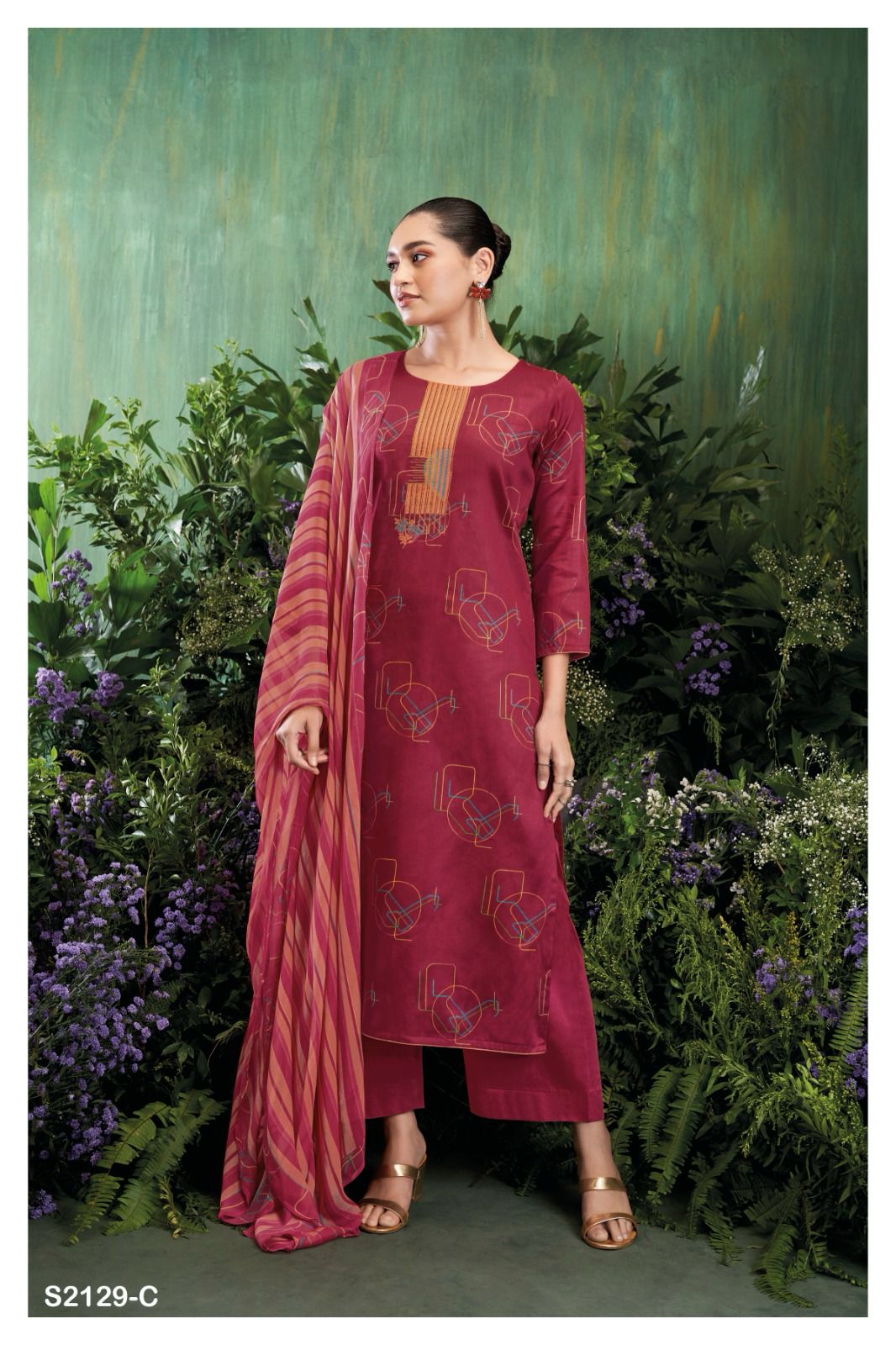 Carista 2129 Ganga Cotton Silk Plazzo Style Suits