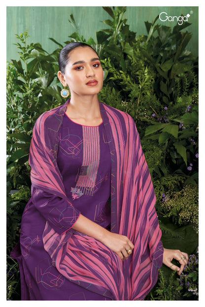 Carista 2129 Ganga Cotton Silk Plazzo Style Suits